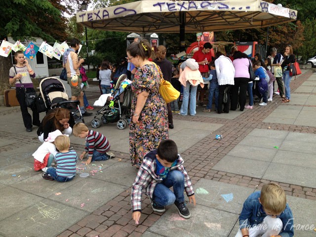 The stall was offering some sort of workshop for children