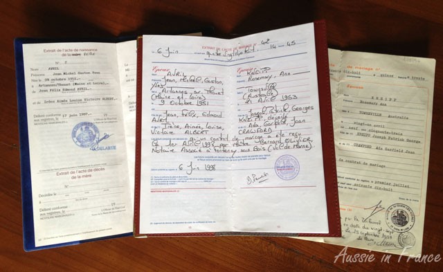 Inside the livret. If you're not married, it starts with the mother's or father's details of birth. If the parents are separated or divorced, each can have a livret.