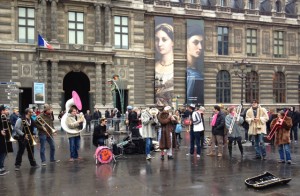 Jazz band in front of the Louvre on Place du Palais  Royal