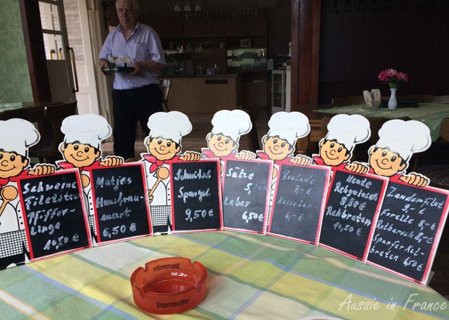 The lunch menu cards at Kaffee Behrens