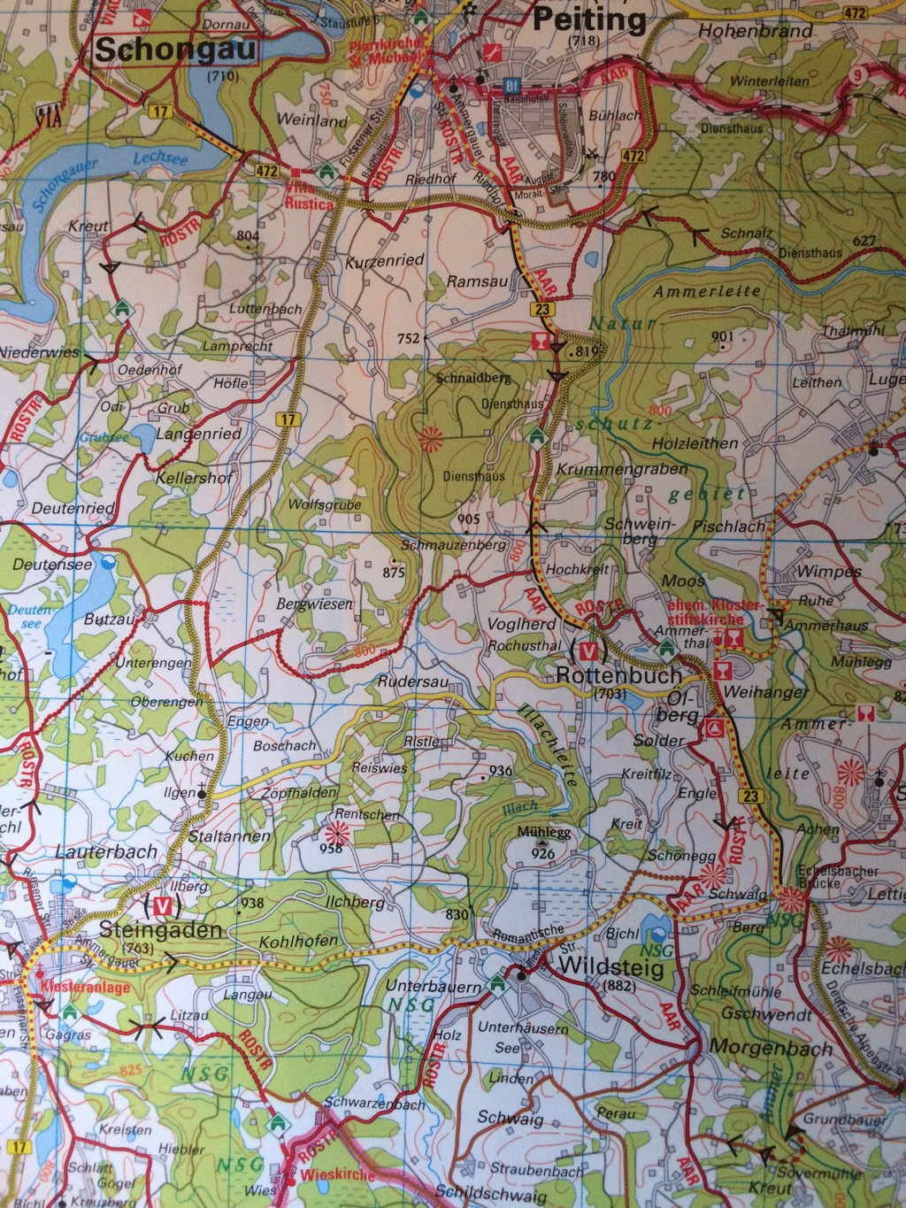Our route from Peiting to Wies (Bayerische Seen bike map adfc)