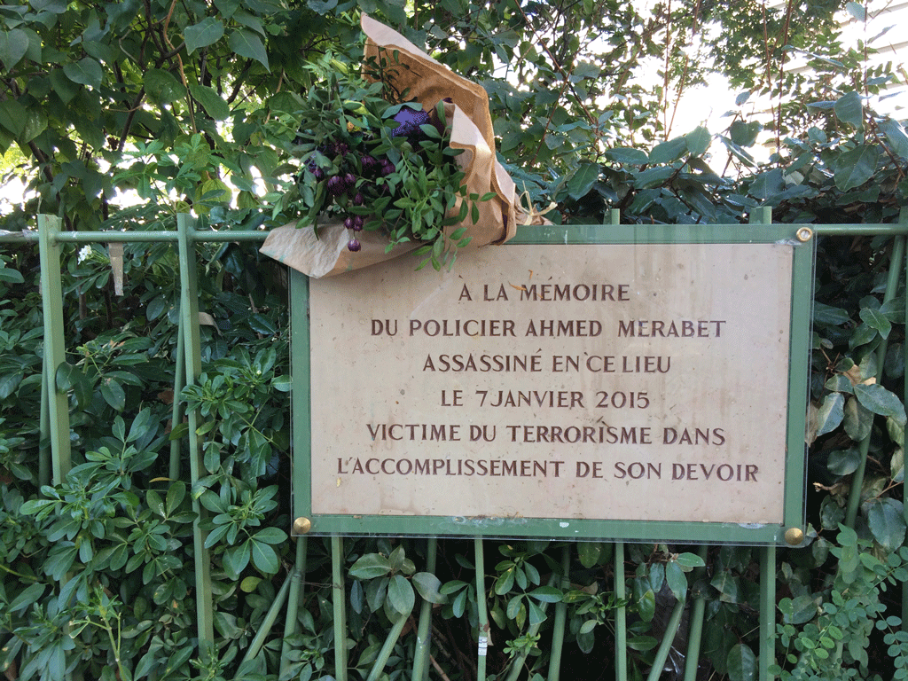 The memorial plaque to Merabet