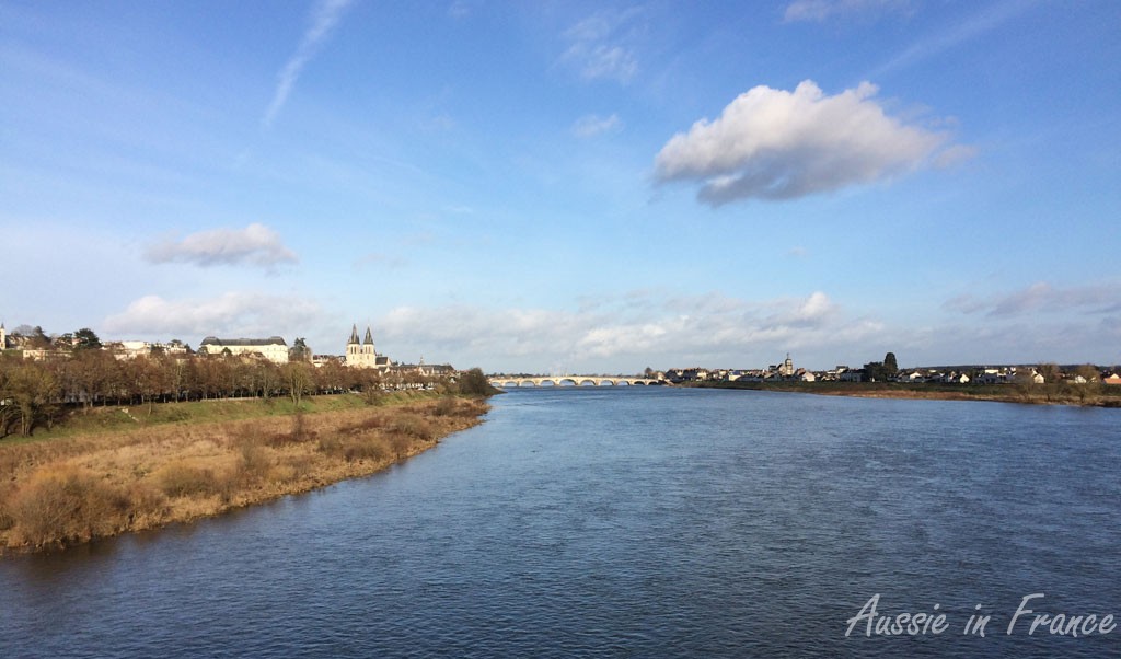 View from François MItterand bridge with St Nicolas Church and Blois Castle on the left