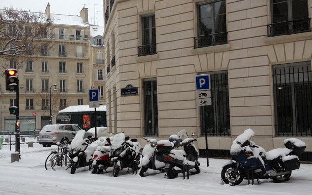Motorcycles in the snow
