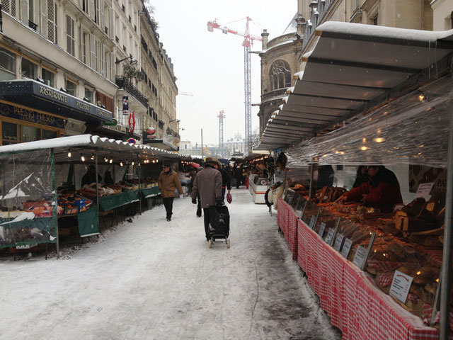 Lonely market in the snow