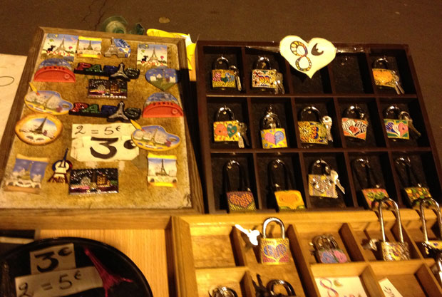 Padlocks for sale at the bouquinistes near the Pont des Arts