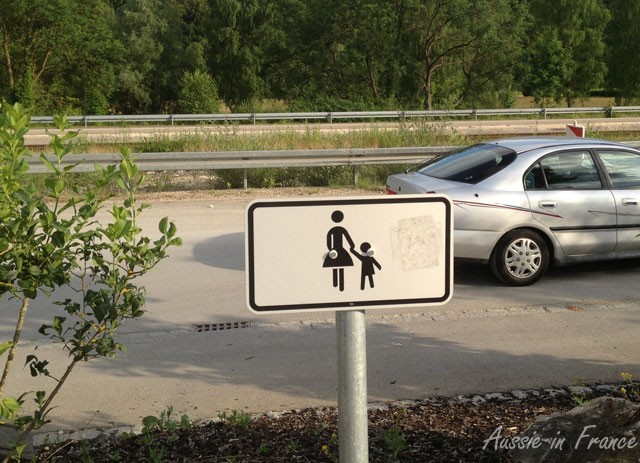 Reserved parking for mothers with small children in a supermarket car park