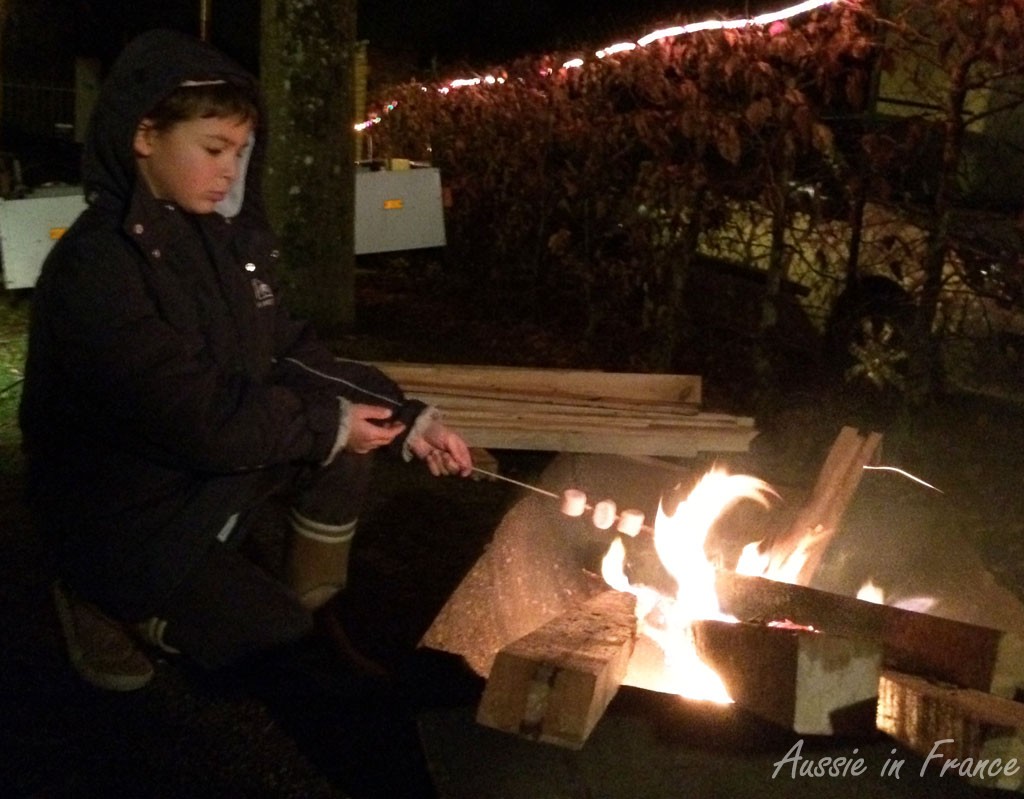 Roasting marshmallows over the open fire
