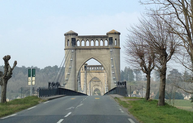 Suspension bridge over the Loire in Langeais, built in 1849