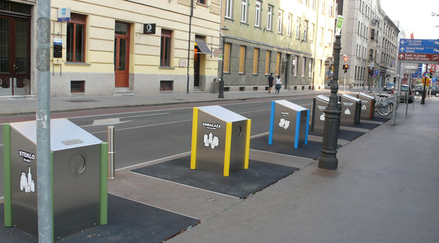 Recycling bins in Ljubljana