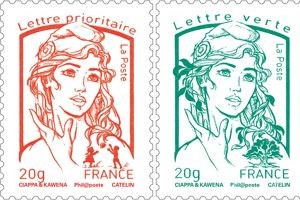 Green and red stamps