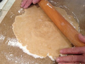 Rolling dough towards the inside