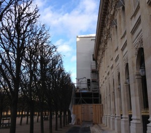 The scaffolding seen from downstairs