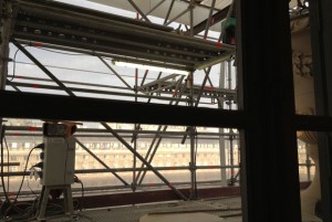 The scaffolding outside my window