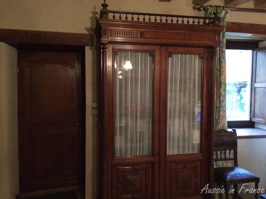 The door in the office with its wooden panels