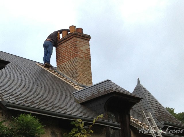Mr B. spraying inside the chimney
