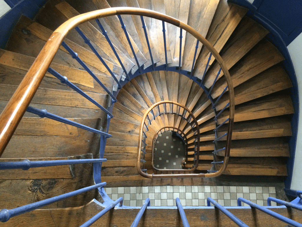 The spiral staircase in our apartment building