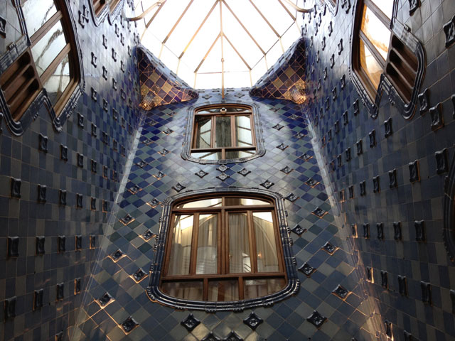 The stairwell looking up to the skylight