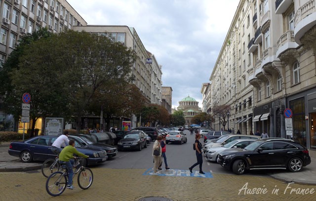 Even the bikes stop for pedestrians in Sofia