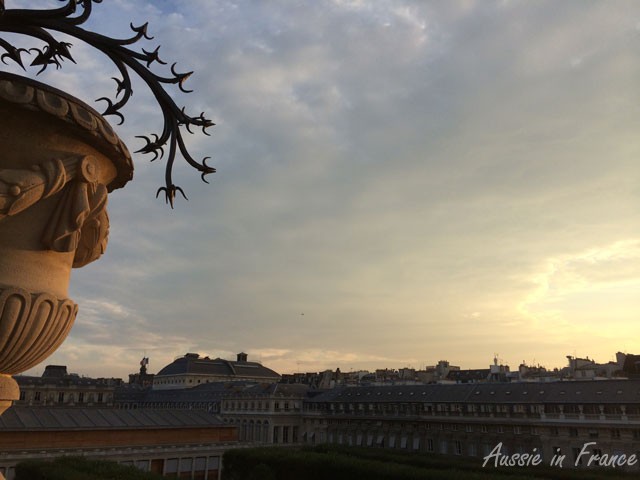 Sunset over the Palais Royal from our balcony