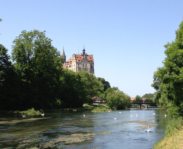 Sigmaringen Schloss with swans