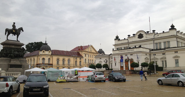 Parliament on the right and the Military Club on the left