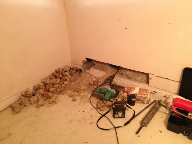 Some of the stones that are supposed to be inside the wall