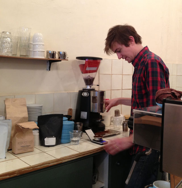 Weighing out the coffee
