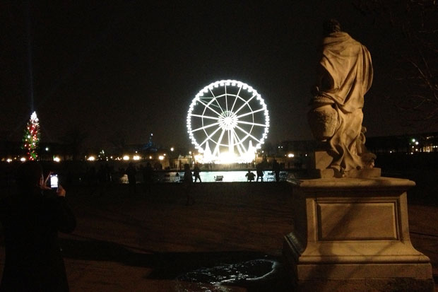 Big wheel from the Tuileries Garden with the biggest Christmas tree in Europe