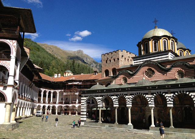 View of Rila Monastery as you walk in