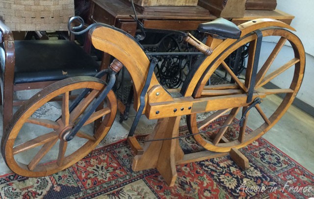 Early wooden bike built in the early 19th century